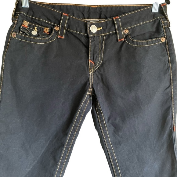 True Religion Vintage Y2K Linen Blend Capri Shorts Jorts Low Rise Flap Pockets - Picture 2 of 16